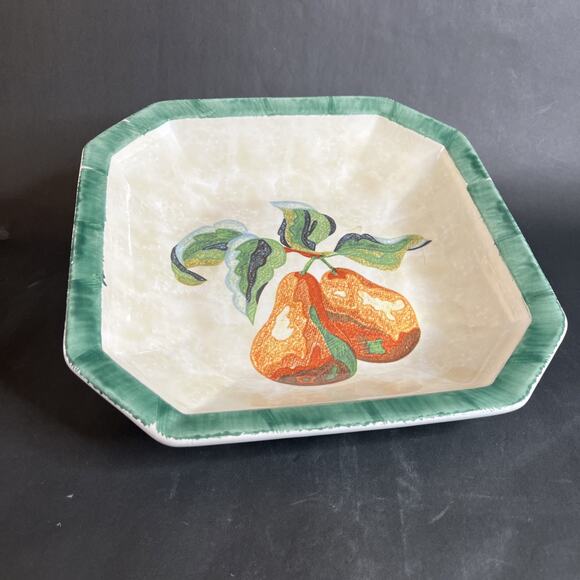 Himark Italian Serving Bowl – Vintage Square 13″ Dish with Orange Pears Pattern - Picture 1 of 10